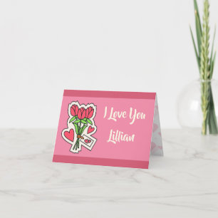 Personalized Floral I Love You Valentines Day Card