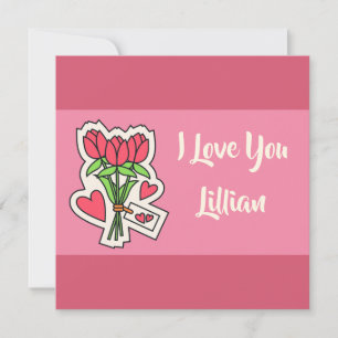 Personalized Floral I Love You Valentines Day Card
