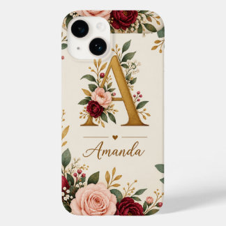 Personalized Floral Initial Monogram Case-Mate iPhone 14 Case