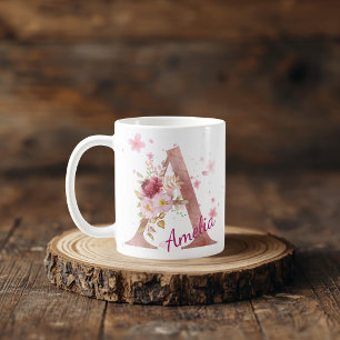Personalized Floral Initial Mug