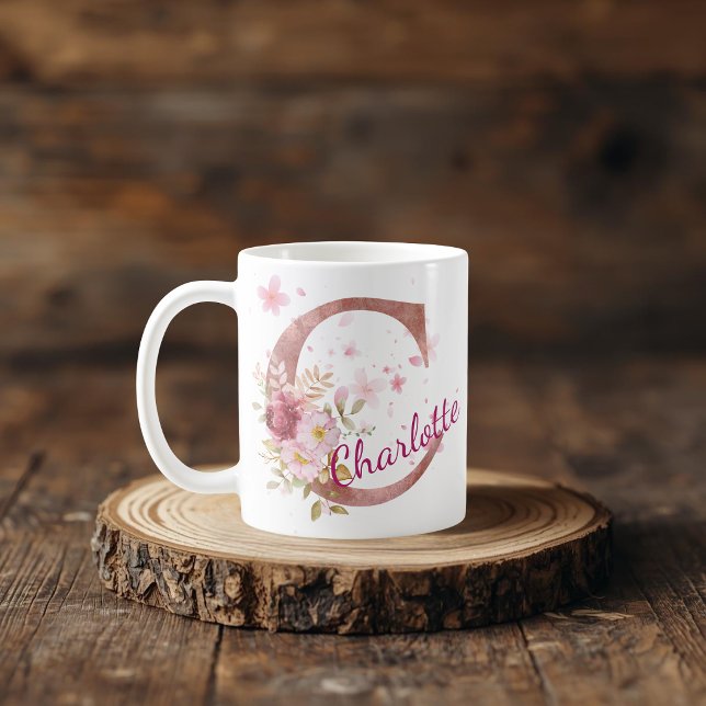 Personalized Floral Initial Mug – Letter C (Creator Uploaded)