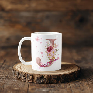 Personalized Floral Initial Mug – Letter J