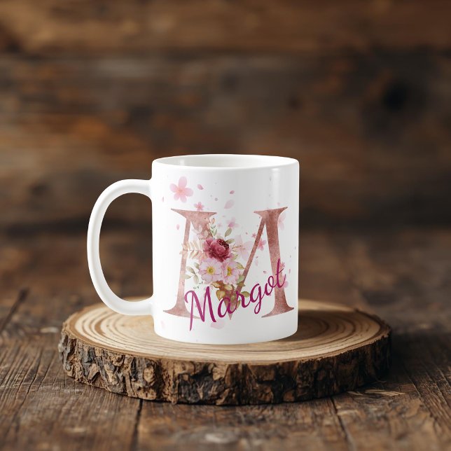 Personalized Floral Initial Mug – Letter M (Créateur téléchargé)