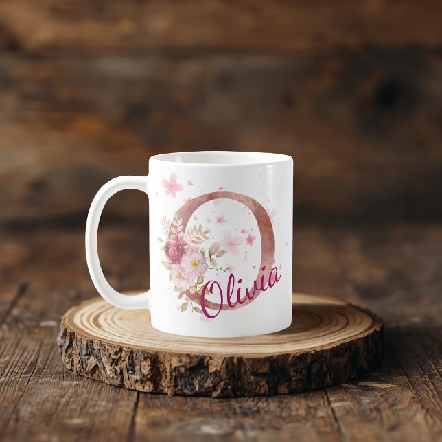 Personalized Floral Initial Mug – Letter O (Creator Uploaded)