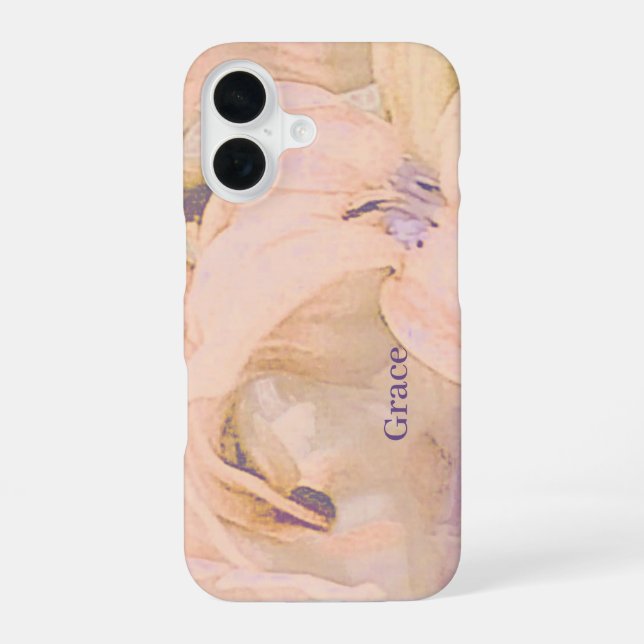 Personalized Floral  iPhone 16 Case (Back)