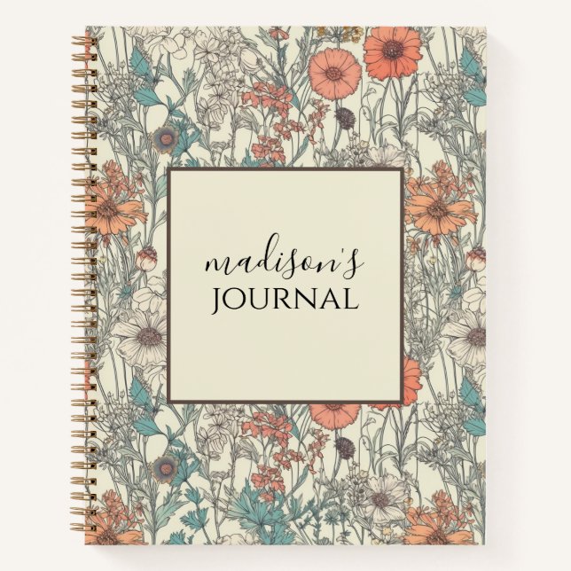 Personalized Floral Journal Notebook (Front)
