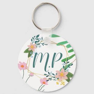 Personalized Floral Keychain
