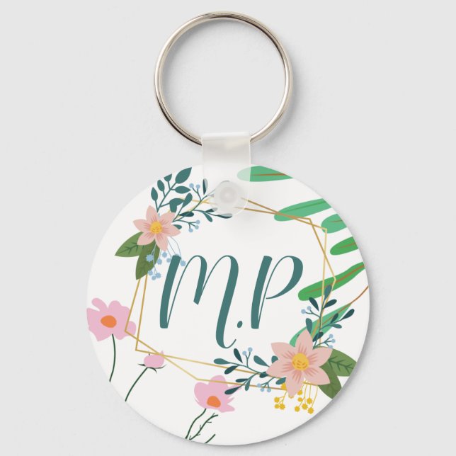 Personalized Floral Keychain (Front)