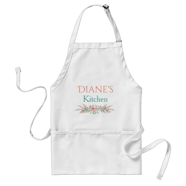 Personalized Floral Kitchen Standard Apron (Front)