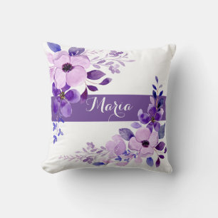 Personalized Floral lavender throw pillow 