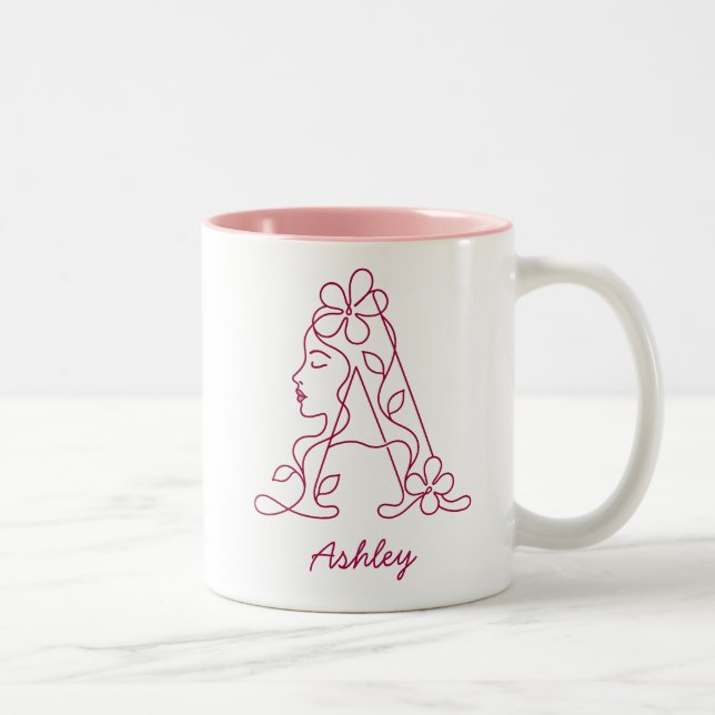 Personalized Floral Letter A Mug | Custom Name (Right)