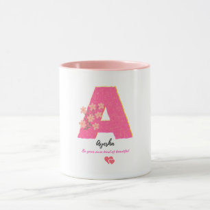 Personalized floral letter A mug /elegent monogram