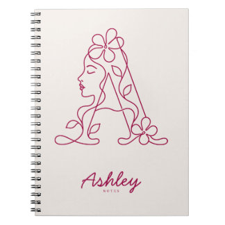 Personalized Floral Letter A Notebook | Custom Nam