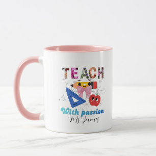 Personalized floral letter coquette bow teacher mug