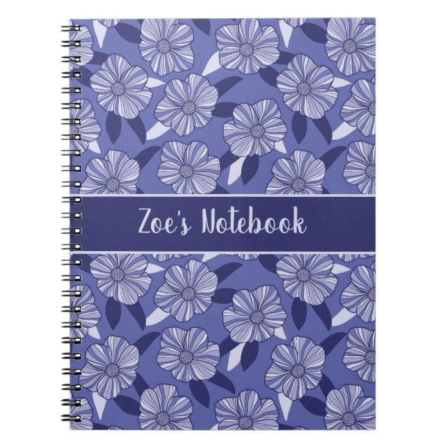 Personalized Floral Line Art Name Notebook (Front)