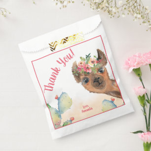 Personalized Floral Llama Birthday Favour Bag