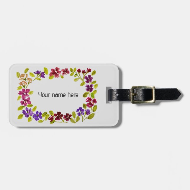 Personalized floral  luggage tag (Front Horizontal)