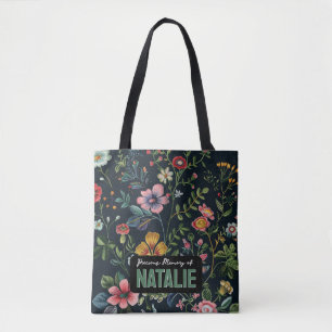 Personalized Floral Memory Tote Bag