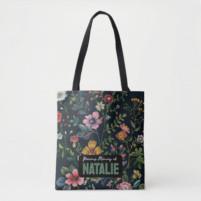 Personalized Floral Memory  Tote Bag (Front)
