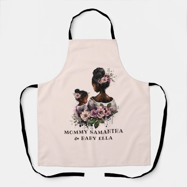 Personalized Floral Mom and Baby (2) Apron (Front)