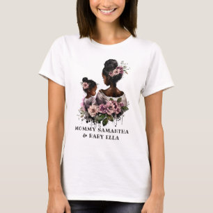 Personalized Floral Mom and Baby (2) T-Shirt