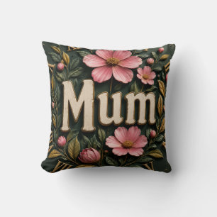 Personalized Floral Mom Elegant Mother's Day Gift Throw Pillow