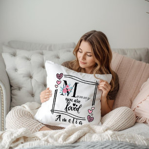 Personalized Floral Mommy Throw Pillow