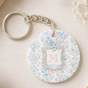 Personalized Floral Monogram Acrylic Keychain