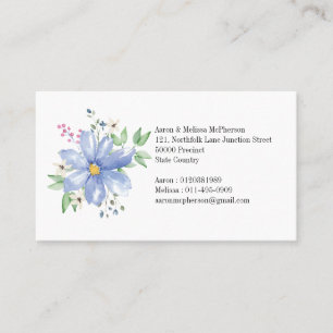 Personalized Floral Monogram Blue Wildflowers Business Card