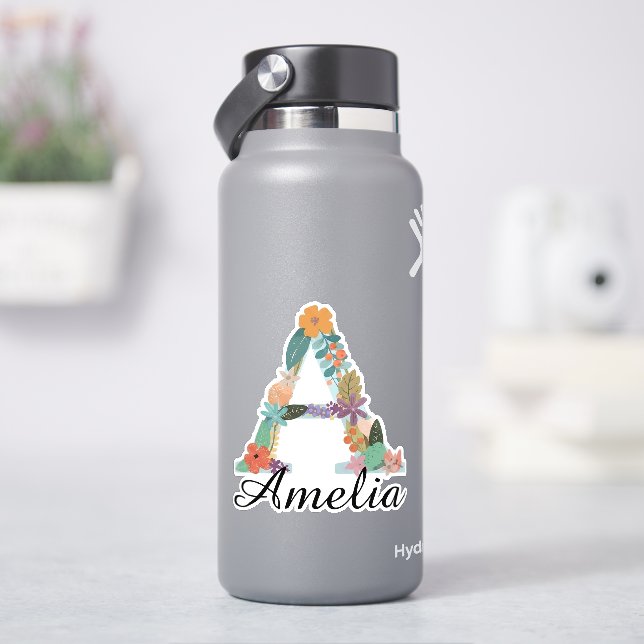 Personalized Floral Monogram Custom Name Botanical (HydroFlask)