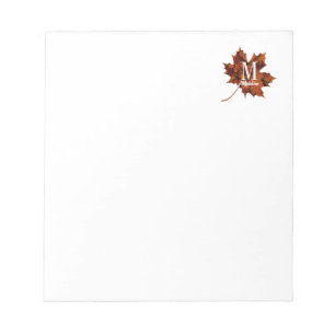 Personalized Floral Monogram Fall Maple Leaf Notepad