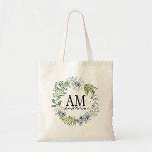 Personalized Floral Monogram Forest Flowers Tote Bag