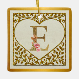Personalized Floral Monogram, From A to Z Ceramic Ornament