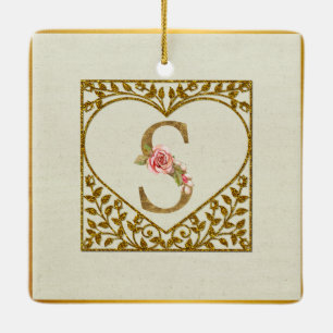 Personalized Floral Monogram, From A to Z  Ceramic Ornament