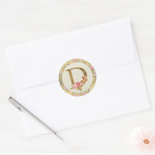 Personalized Floral Monogram, From A to Z  Classic Round Sticker