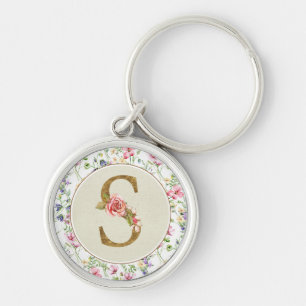 Personalized Floral Monogram, From A to Z Keychain