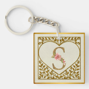Personalized Floral Monogram, From A to Z  Keychain