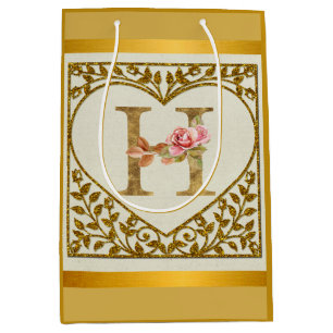 Personalized Floral Monogram, From A to Z Medium Gift Bag