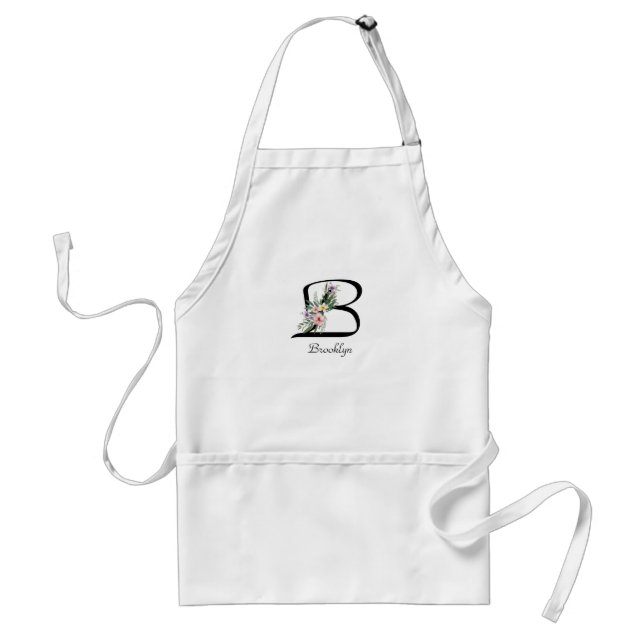 Personalized Floral Monogram Gift Retirees Apron (Front)