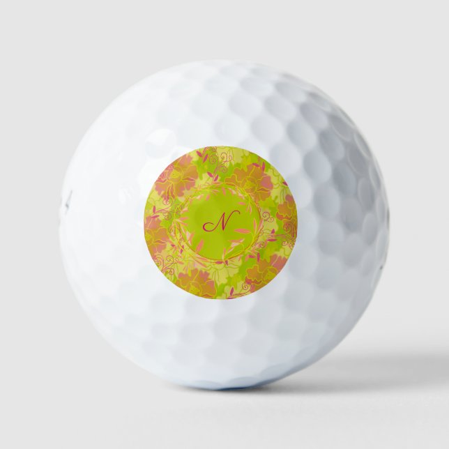 Personalized Floral Monogram Golf Ball | Custom In (Front)