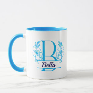 Personalized Floral Monogram Letter B Mug - Custom