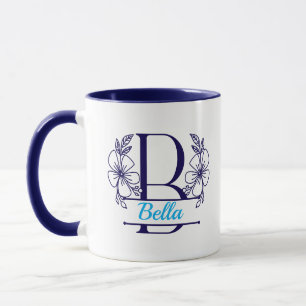 Personalized Floral Monogram Letter B Mug - Custom