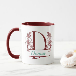 Personalized Floral Monogram Letter D Mug - Custom