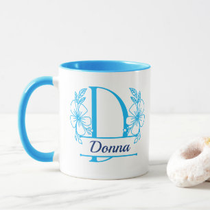 Personalized Floral Monogram Letter D Mug - Custom