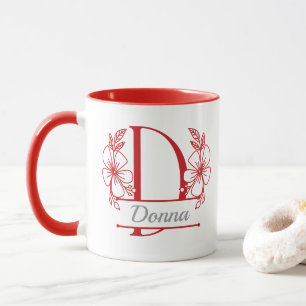 Personalized Floral Monogram Letter D Mug - Custom