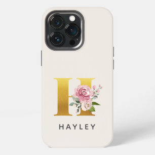 Personalized Floral Monogram Letter M Name iPhone 13 Pro Case