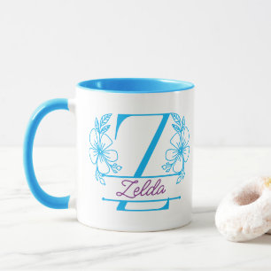 Personalized Floral Monogram Letter Z Mug - Custom