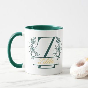 Personalized Floral Monogram Letter Z Mug - Custom