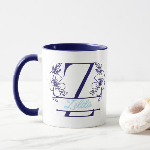 Personalized Floral Monogram Letter Z Mug - Custom