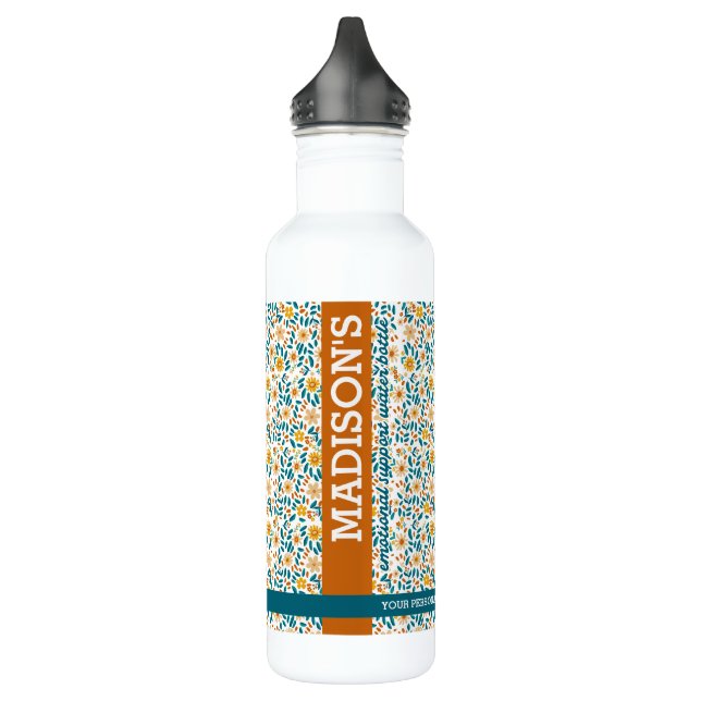 Personalized Floral Monogram & Name  710 Ml Water Bottle (Left)
